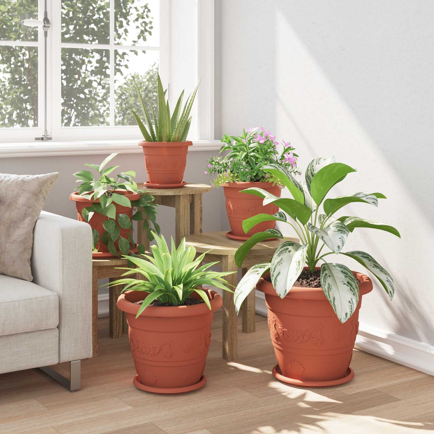 vidaXL Γλάστρες φυτών 6 pcs Κεραμιδί Ø 26 x 21.5 εκ Πλαστικό