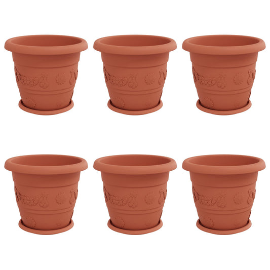 vidaXL Γλάστρες φυτών 6 pcs Κεραμιδί Ø 26 x 21.5 εκ Πλαστικό