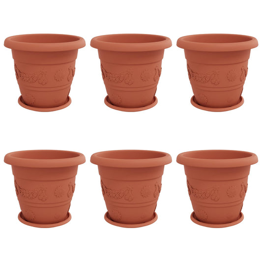 vidaXL Γλάστρες φυτών 6 pcs Κεραμιδί Ø 26 x 21.5 εκ Πλαστικό