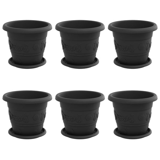 vidaXL Γλάστρες φυτών 6 pcs Μαύρο Ø 26 x 21.5 εκ Πλαστικό
