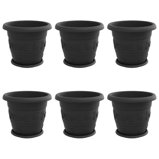 vidaXL Γλάστρες φυτών 6 pcs Μαύρο Ø 26 x 21.5 εκ Πλαστικό