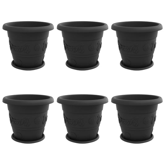 vidaXL Γλάστρες φυτών 6 pcs Μαύρο Ø 26 x 21.5 εκ Πλαστικό