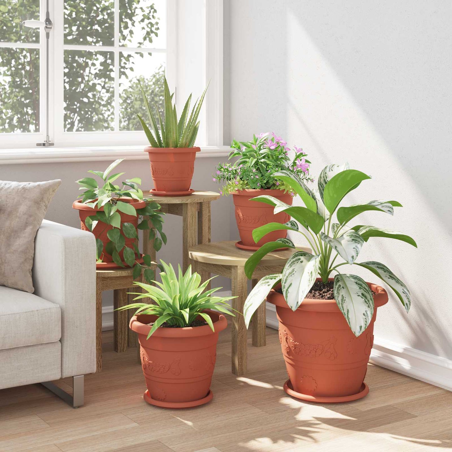 vidaXL Γλάστρες φυτών 24 pcs Κεραμιδί Ø 26 x 21.5 εκ Πλαστικό