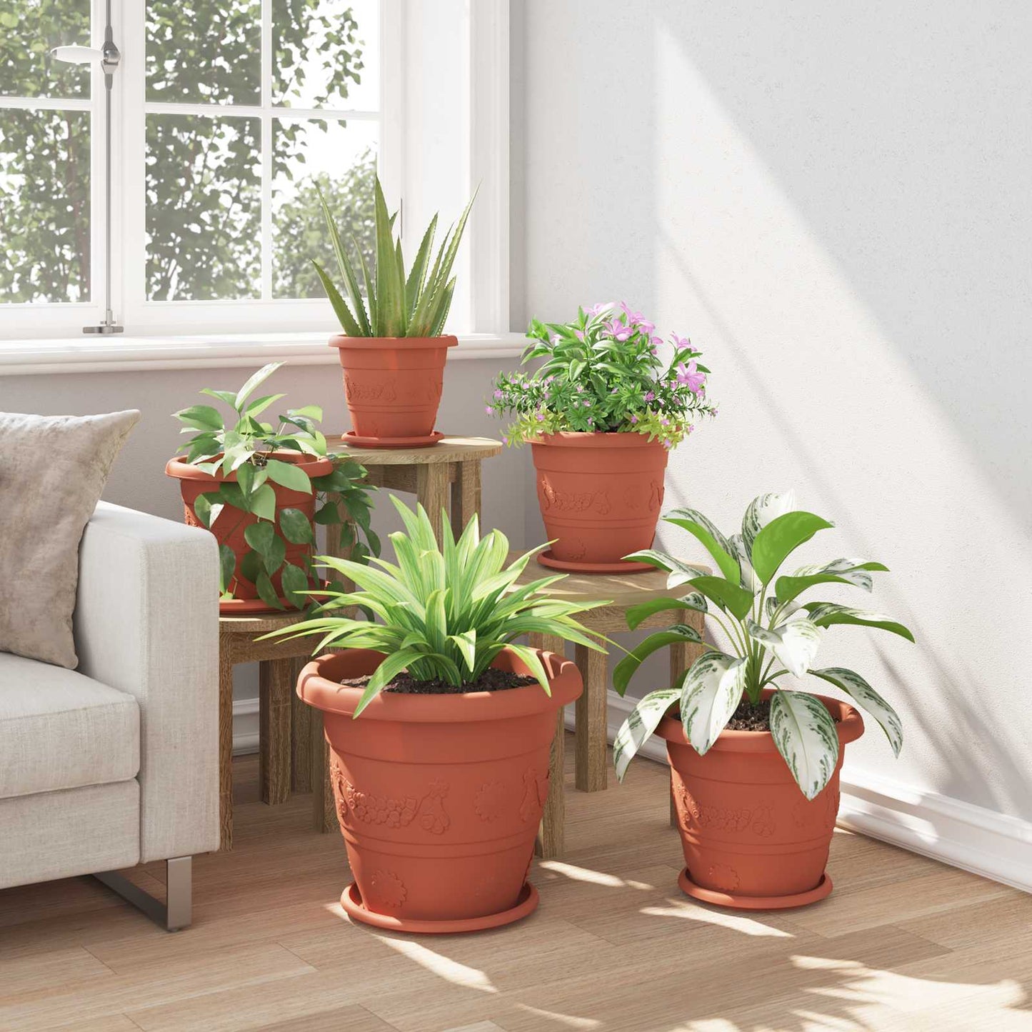 vidaXL Γλάστρες φυτών 24 pcs Κεραμιδί Ø 39 x 32 εκ Πλαστικό