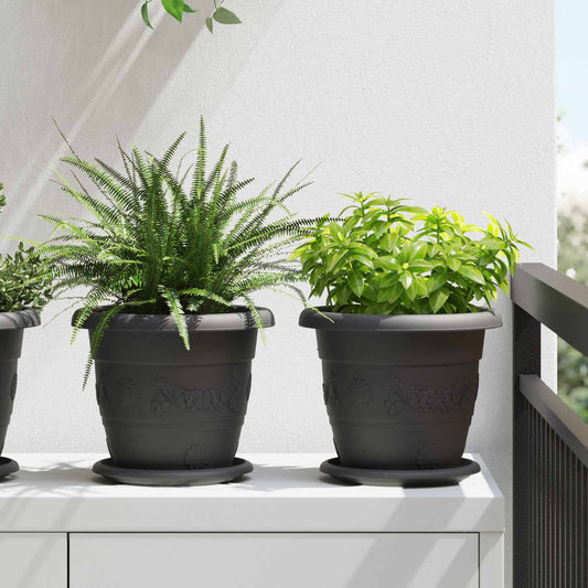 vidaXL Γλάστρες φυτών 24 pcs Μαύρο Ø 26 x 21.5 εκ Πλαστικό