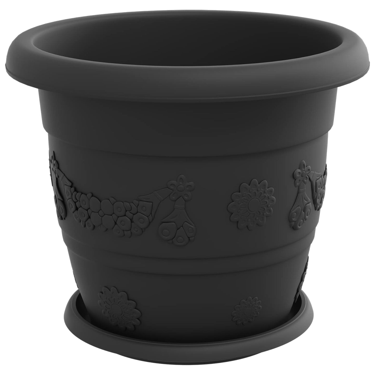 vidaXL Γλάστρες φυτών 24 pcs Μαύρο Ø 26 x 21.5 εκ Πλαστικό