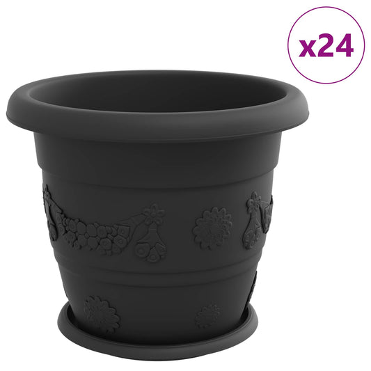 vidaXL Γλάστρες φυτών 24 pcs Μαύρο Ø 34 x 28 εκ Πλαστικό
