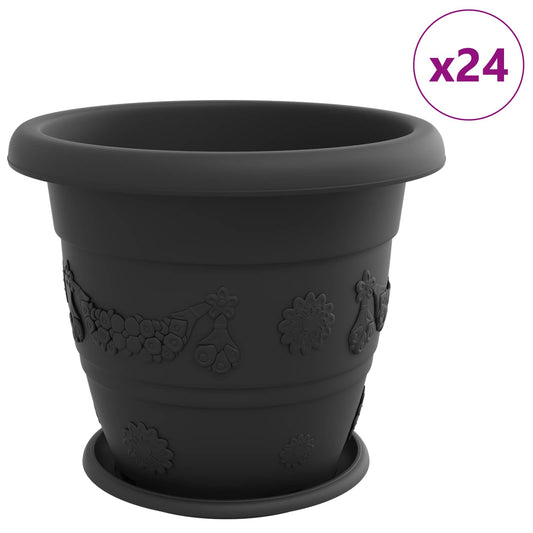vidaXL Γλάστρες φυτών 24 pcs Μαύρο Ø 39 x 32 εκ Πλαστικό