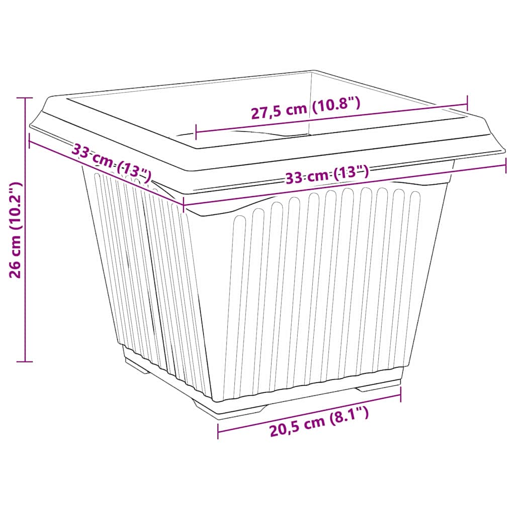vidaXL Γλάστρες φυτών 6 pcs Κεραμιδί 33 x 33 x 26 εκ Πλαστικό