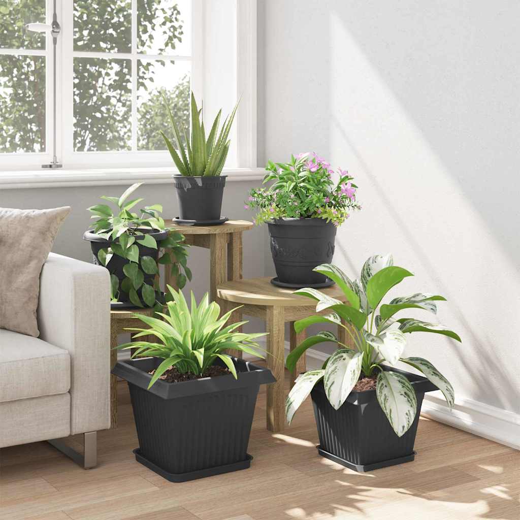 vidaXL Γλάστρες φυτών 6 pcs Μαύρο 33 x 33 x 26 εκ Πλαστικό