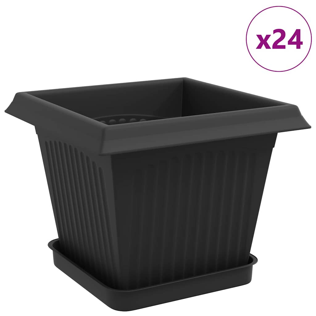 vidaXL Γλάστρες φυτών 24 pcs Μαύρο 20 x 20 x 16 εκ Πλαστικό