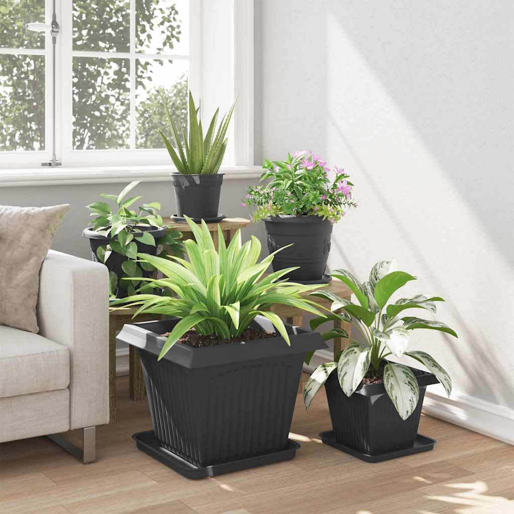 vidaXL Γλάστρες φυτών 24 pcs Μαύρο 43 x 43 x 33,5 εκ Πλαστικό