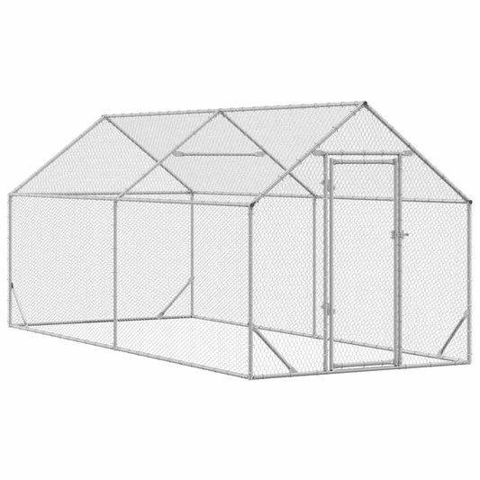 vidaXL Κλουβί για κότες Ασημί 400 x 170 x 177 εκ Επικαλυμμένος Χάλυβας