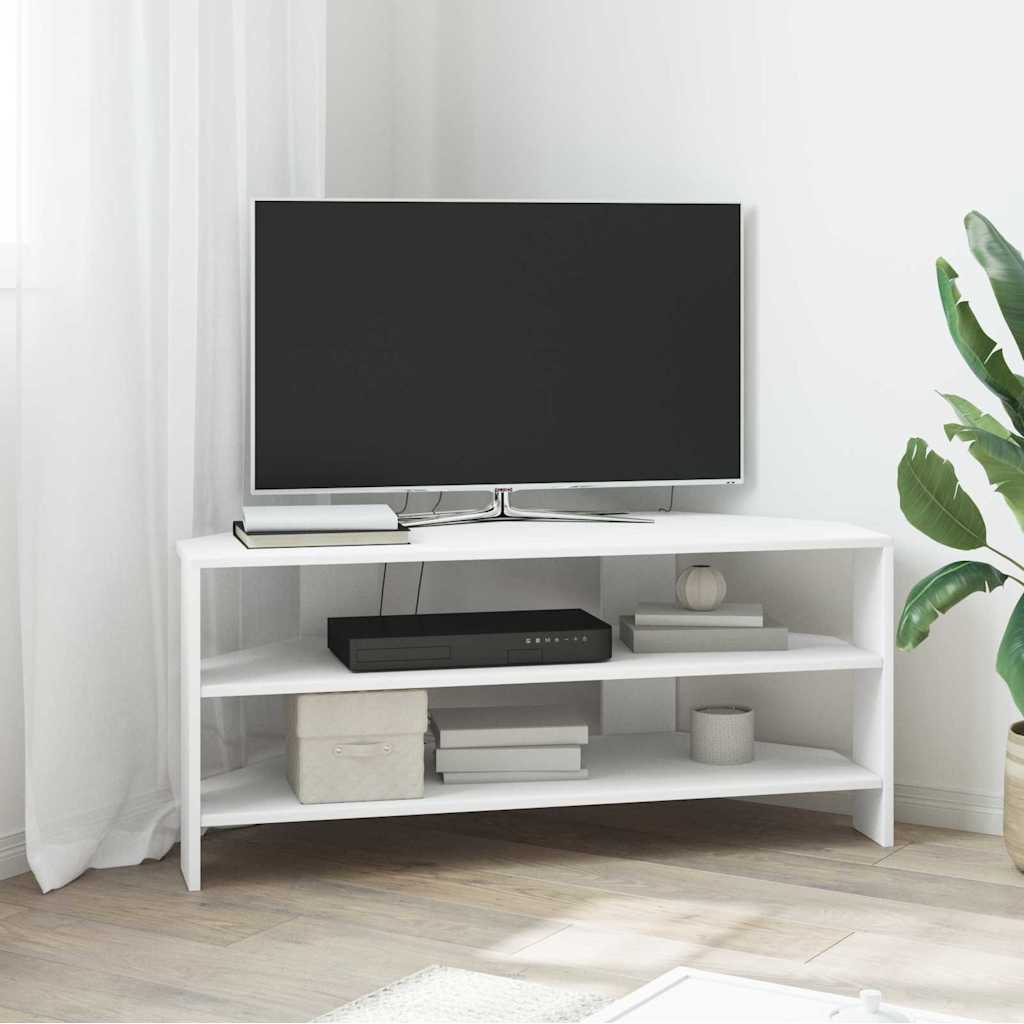 vidaXL ΓωνιακήΒάσηΤηλεόρασης 102x40,5x45εκ Λευκό Επεξεργασμένο Ξύλο