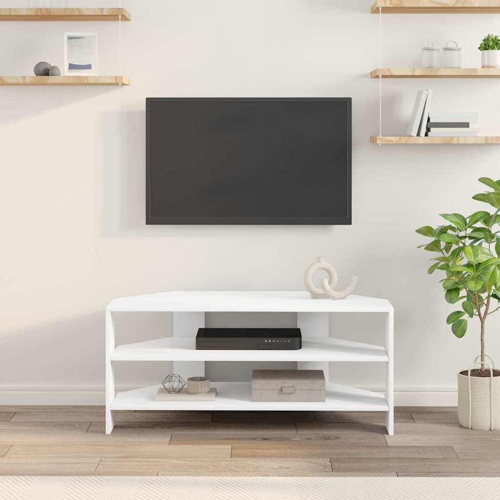 vidaXL ΓωνιακήΒάσηΤηλεόρασης 102x40,5x45εκ Λευκό Επεξεργασμένο Ξύλο