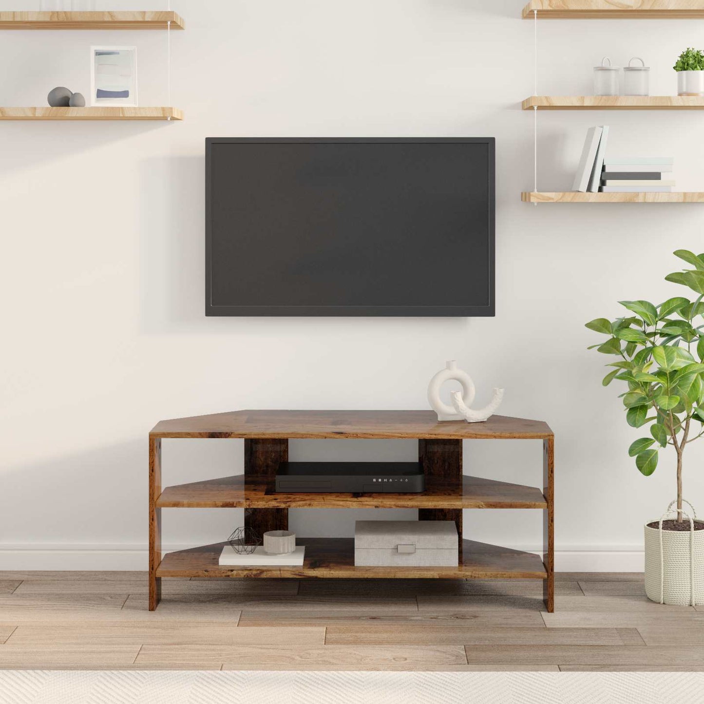 vidaXL ΓωνιακήΒάσηΤηλεόρασης 102x40,5x45εκ Παλιό Ξύλο