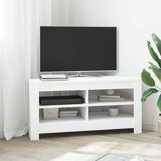 vidaXL ΓωνιακήΒάσηΤηλεόρασης Λευκό 102 x 40,5 x 45 εκ