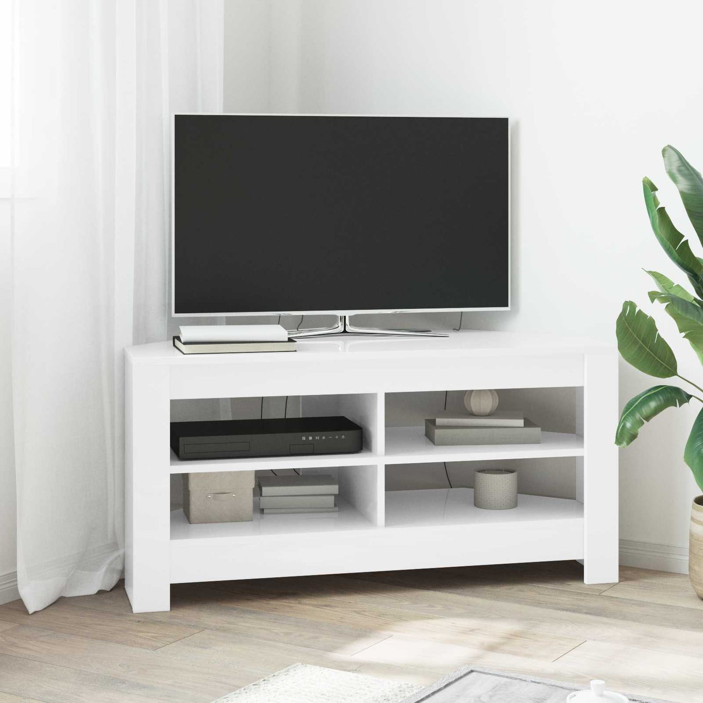vidaXL ΓωνιακήΒάσηΤηλεόρασης Λευκό 102 x 40,5 x 45 εκ