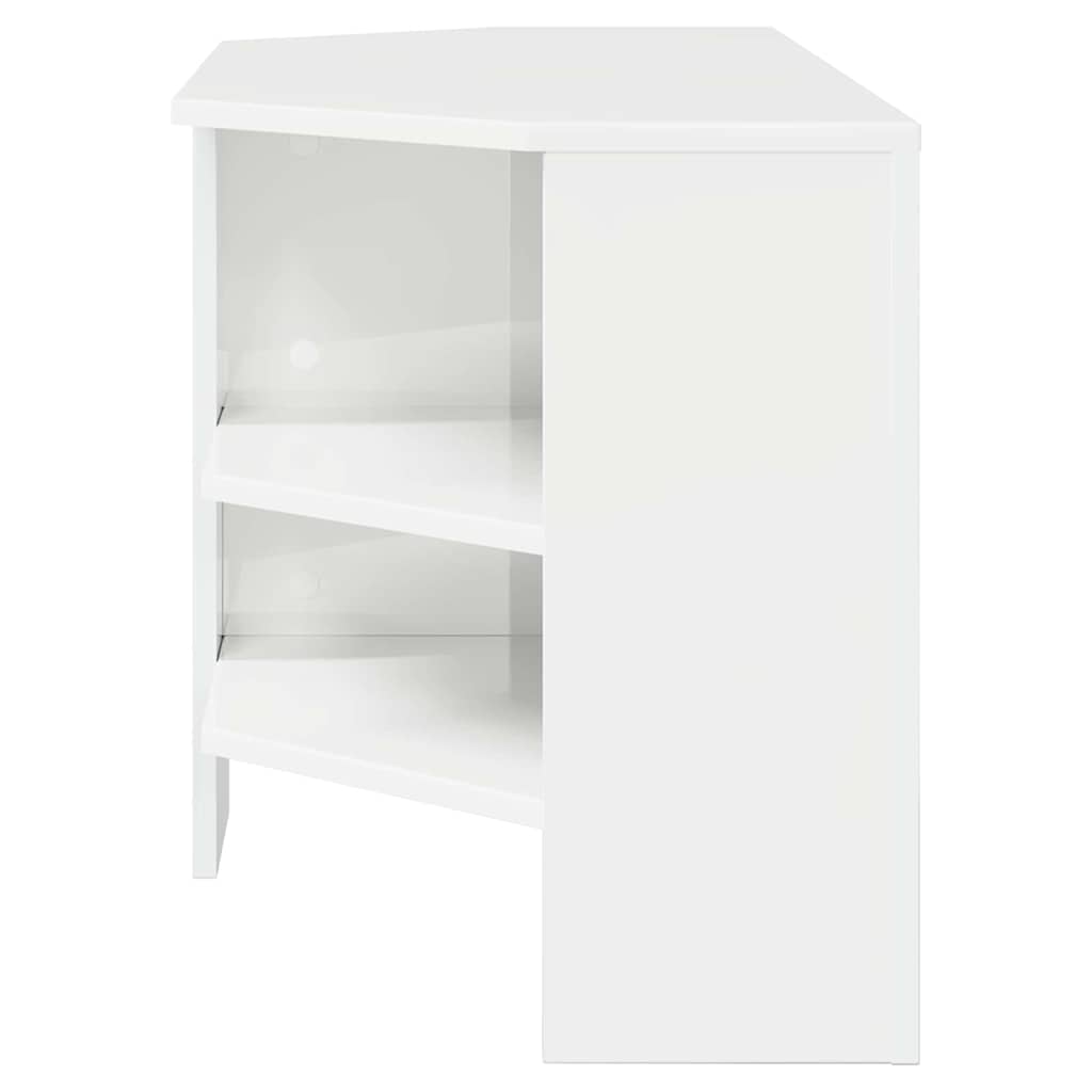 vidaXL ΓωνιακήΒάσηΤηλεόρασης Υψηλή γυαλιστερή Λευκή 102 x 40,5 x 45 εκ