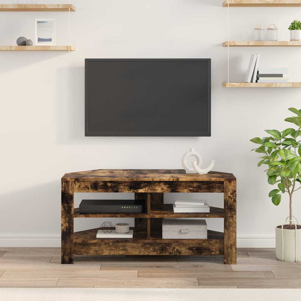 vidaXL ΓωνιακήΒάσηΤηλεόρασης 102 x 40,5 x 45 εκ Καπνιστό Δρύς