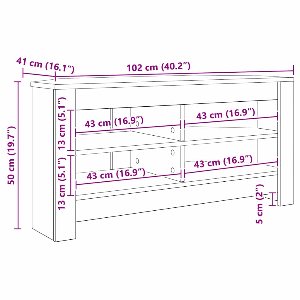 vidaXL ΓωνιακήΒάσηΤηλεόρασης 102 x 40,5 x 45 εκ Γκρίζο Σονομα