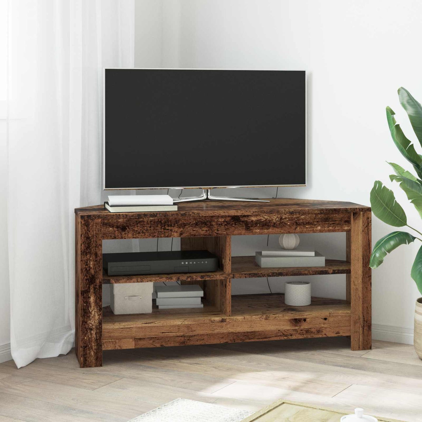 vidaXL ΓωνιακήΒάσηΤηλεόρασης 102 x 40,5 x 45 εκ Παλιό Ξύλο