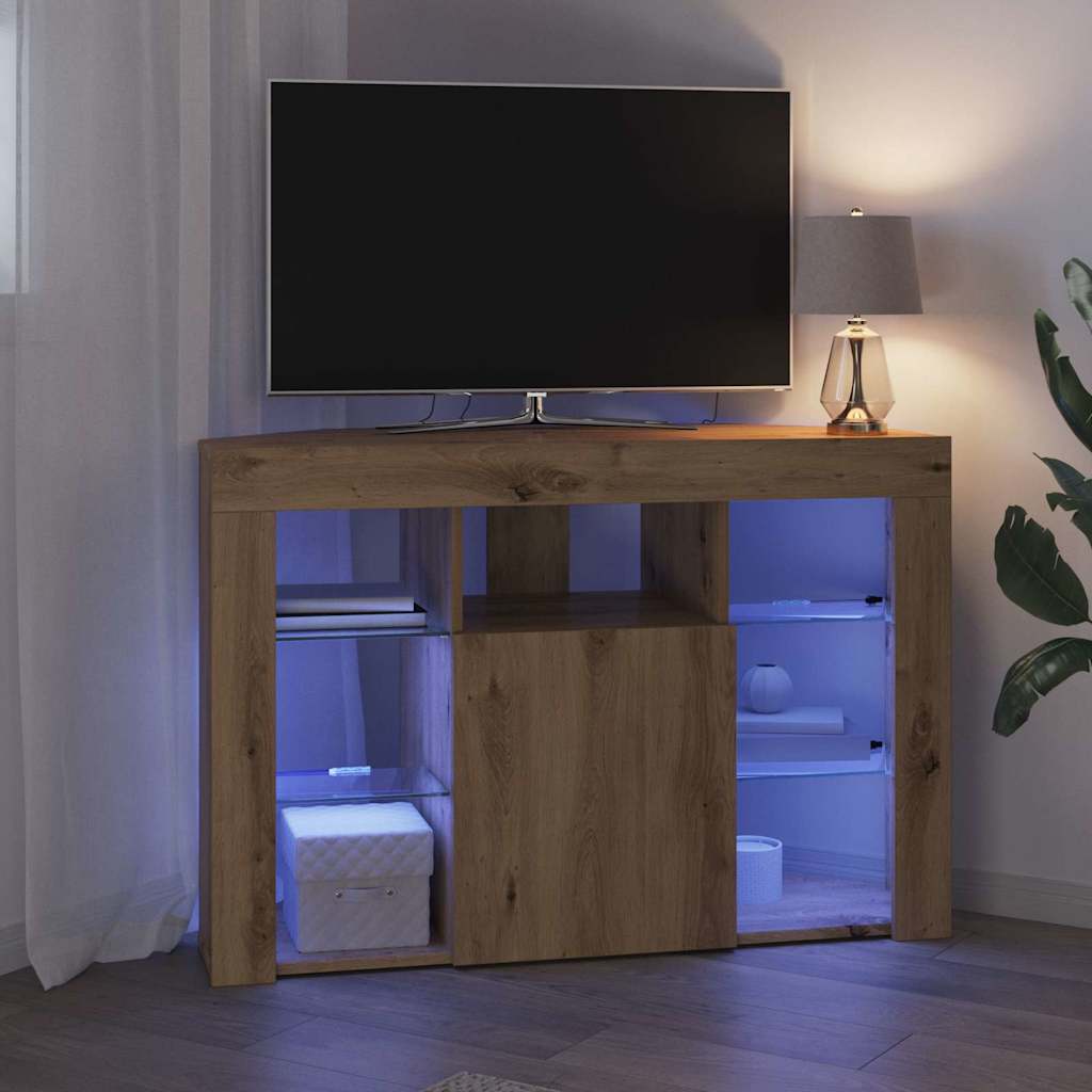 vidaXL Γωνιακός LED Τηλεοπτικός Κάμπινγκ 100x40x68εκ. Artisan Oak