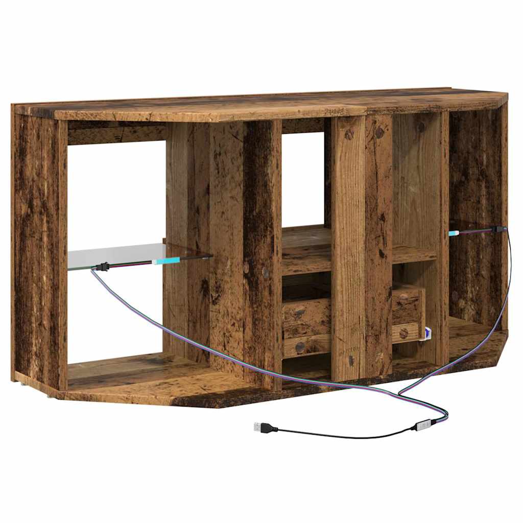 vidaXL Γωνιακός LED Τηλεοπτικός Κάμπινγκ 100 x 40 x 50 cm Παλιό ξύλο