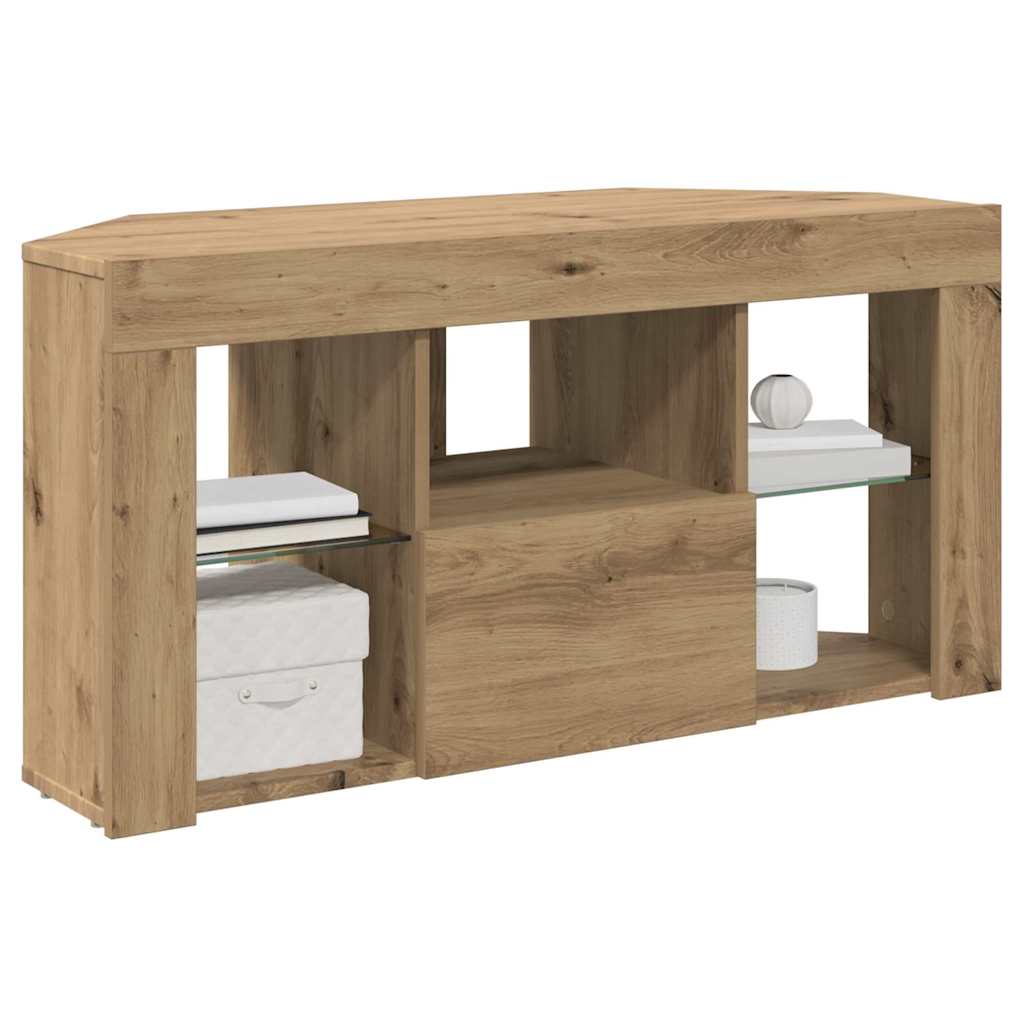 vidaXL Γωνιακός LED Τηλεοπτικός Κάμπινγκ 100 x 40 x 50 cm Artisan Oak