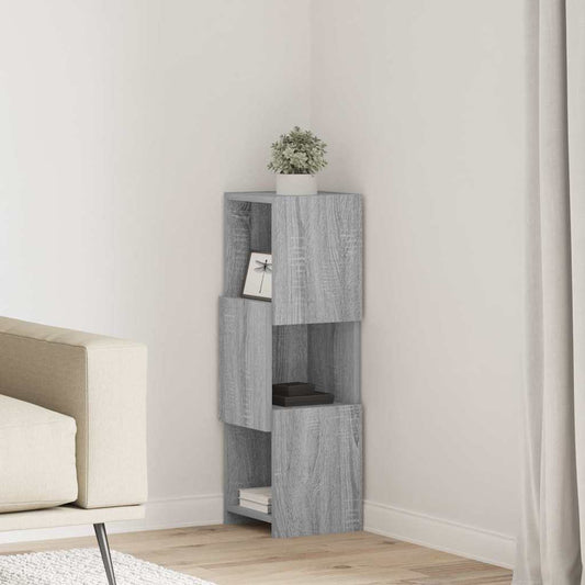 vidaXL Γωνιακό Ντουλάπι Γκρίζο Σονομα 25,5x25x80εκ Επεξεργασμένο ξύλο