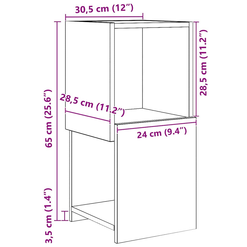 vidaXL Γωνιακό Ντουλάπι Σκυρόδεμα Γκρι 30,5x30x65εκ Επεξεργασμένο ξύλο