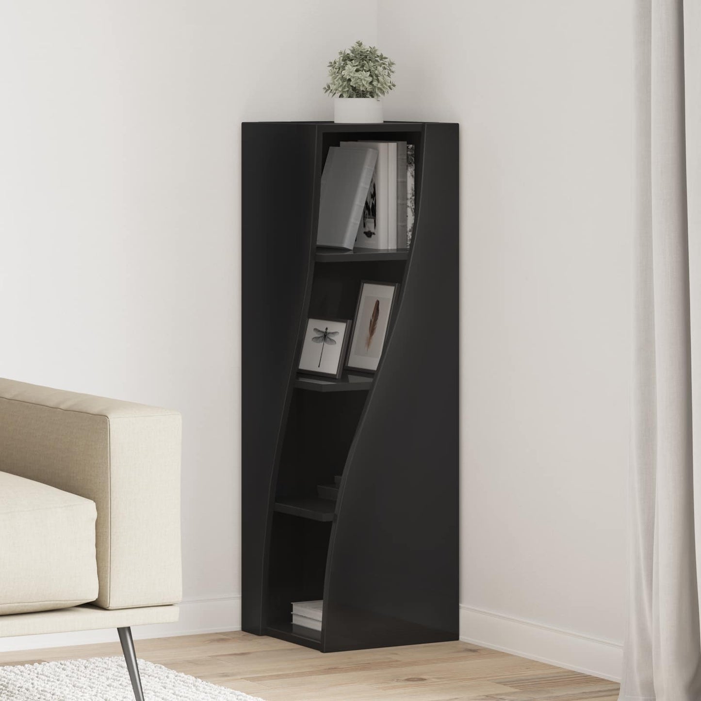 vidaXL Γωνιακό Ντουλάπι 32x32x102εκ Επεξεργασμένο Ξύλο Μαύρο