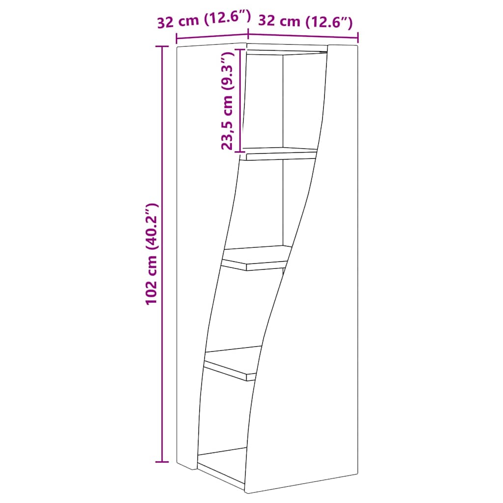 vidaXL Γωνιακό Ντουλάπι Μαύρο 32x32x102εκ Επεξεργασμένο ξύλο