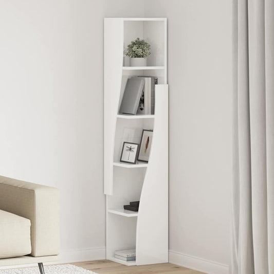 vidaXL Γωνιακό Ντουλάπι Υψηλής γυαλάδας λευκό 27,5x27x140εκ