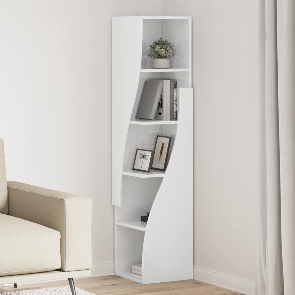 vidaXL Γωνιακό Ντουλάπι Υψηλής γυαλάδας λευκό 32x32x140εκ