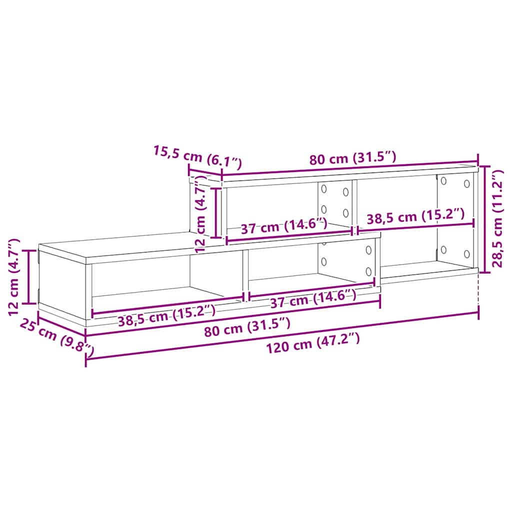 vidaXL ΡάφιΤηλεόρασηςΤοίχου 120x25x28,5εκ Επεξεργασμένο ξύλο