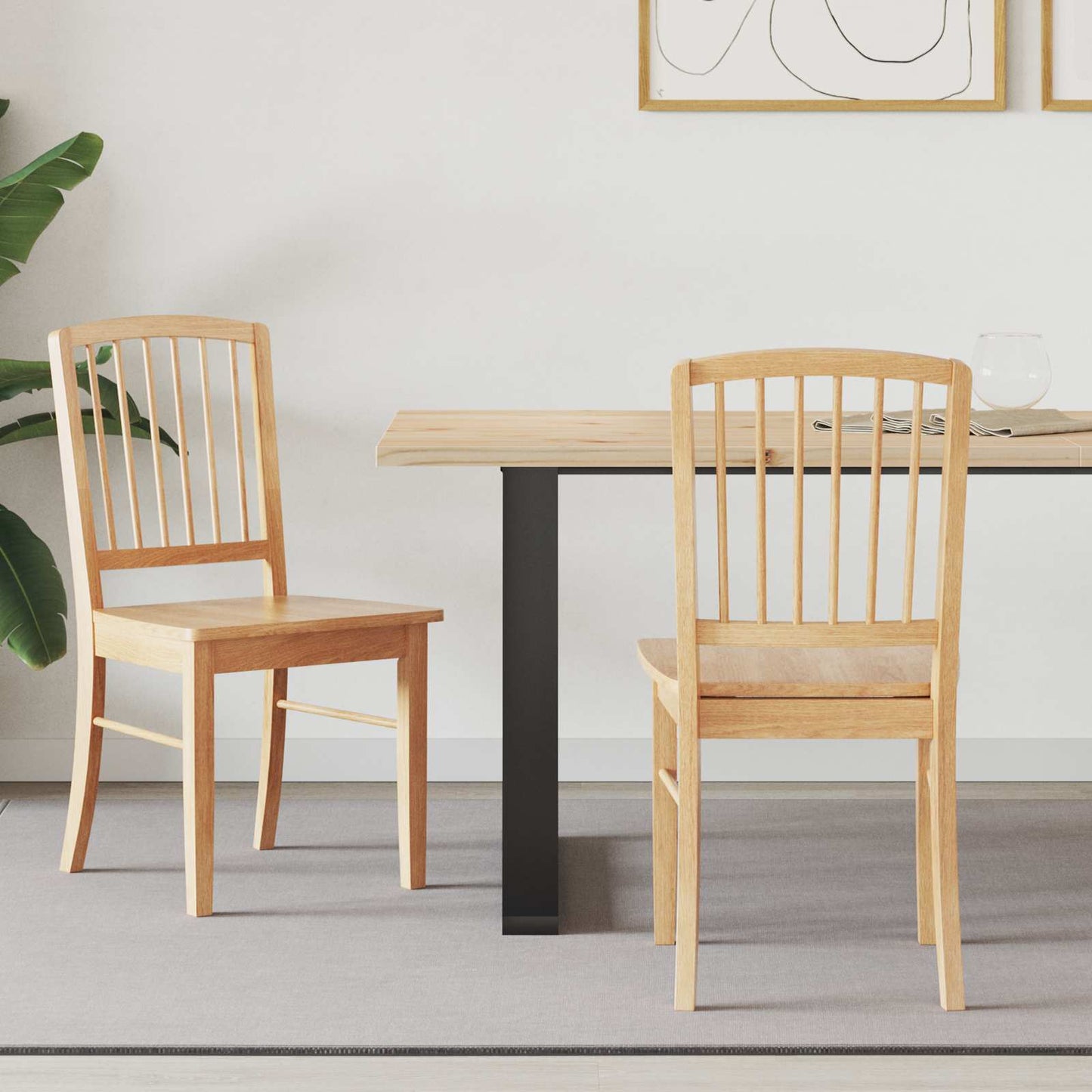 vidaXL Καρέκλες φαγητού 2 pcs Φυσικό 50 x 52,5 x 91 εκ