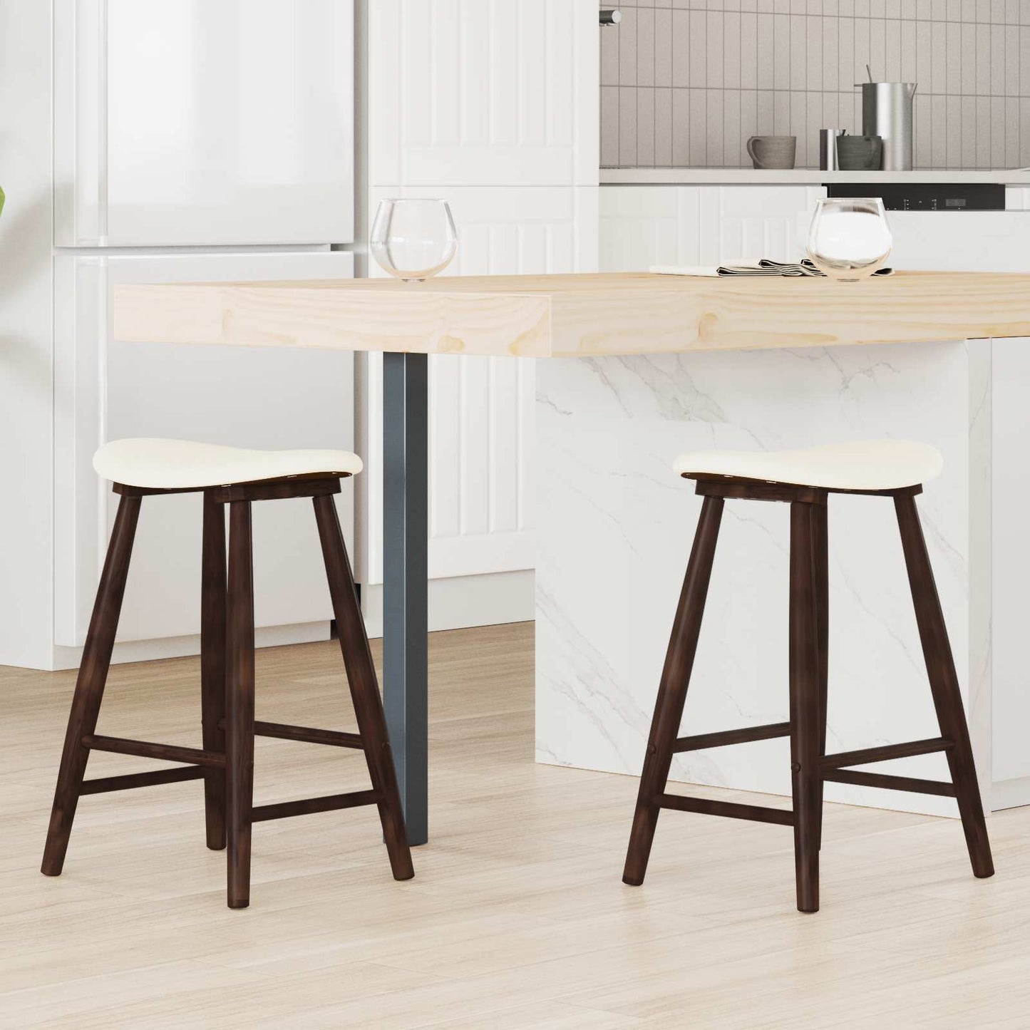 vidaXL Καρέκλες φαγητού 2 pcs Ανοιχτό καφέ 46 x 37 x 63 εκ