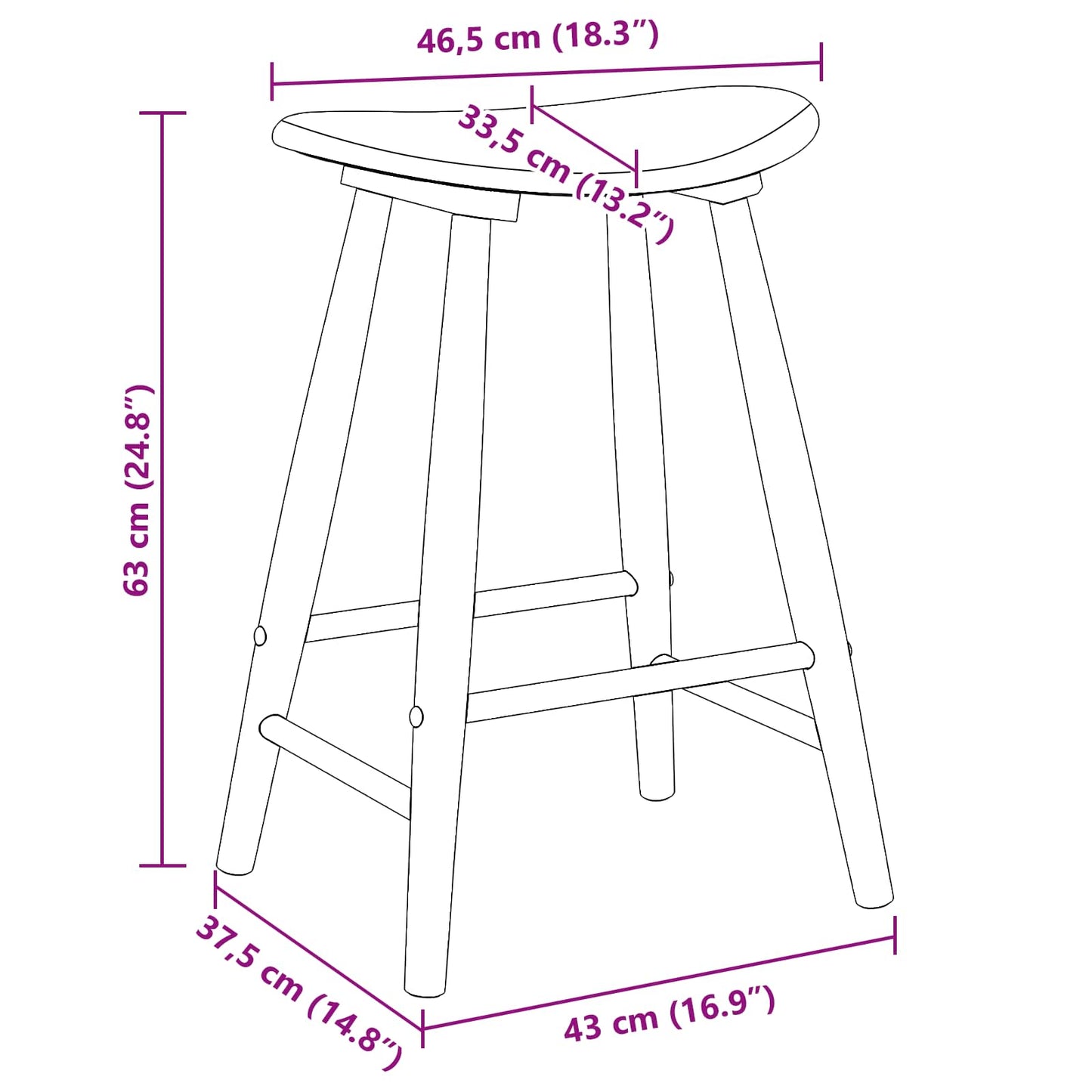 vidaXL Καρέκλες φαγητού 2 pcs Ανοιχτό καφέ 46 x 37 x 63 εκ