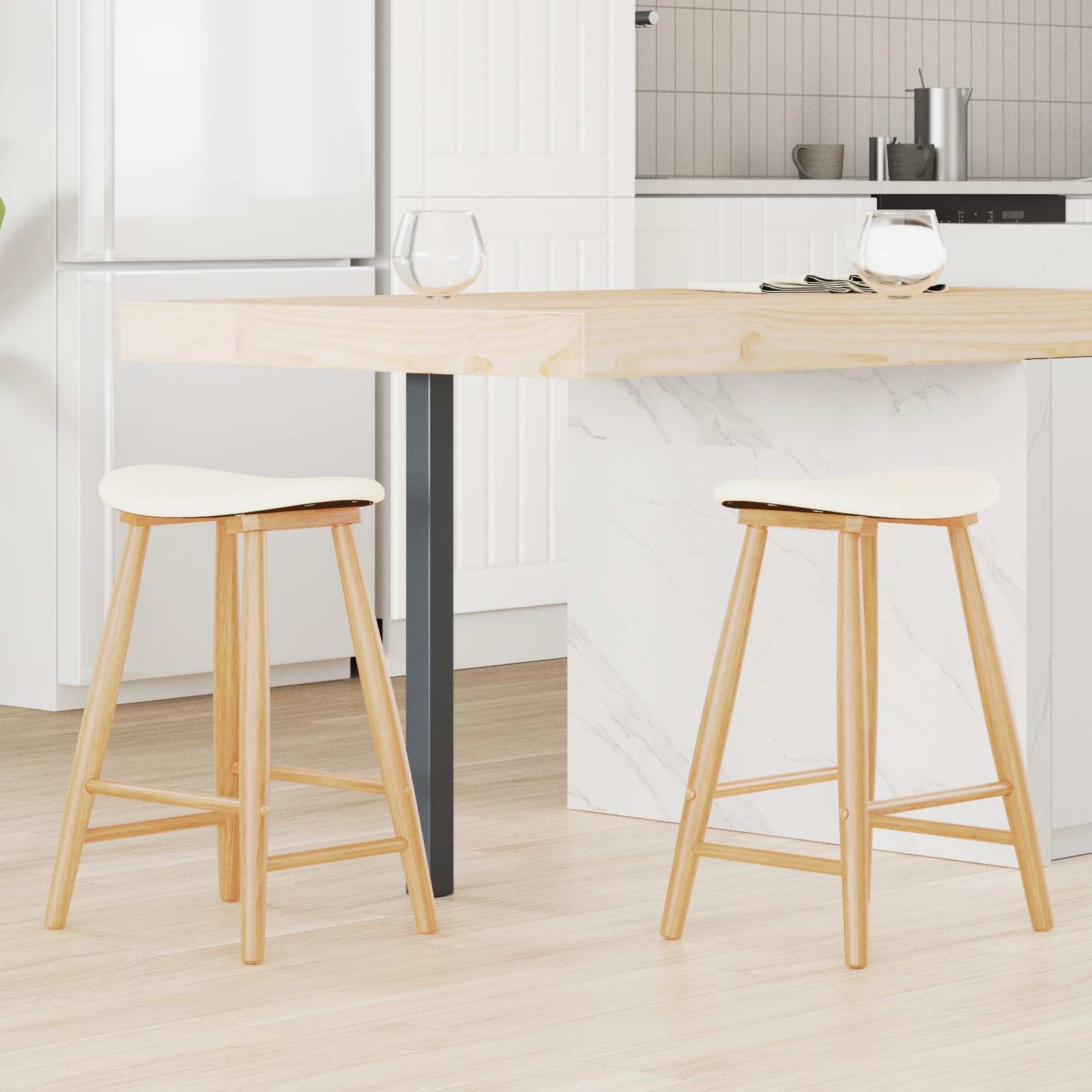 vidaXL Καρέκλες φαγητού 2 pcs Φυσικό 46 x 37 x 63 εκ