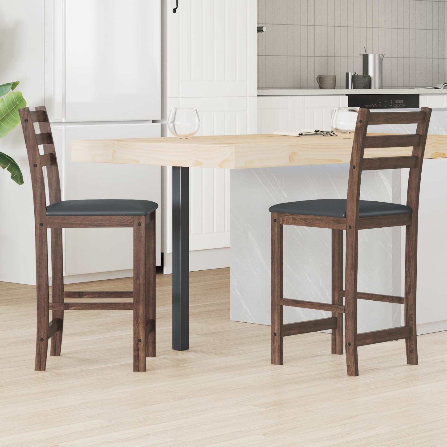 vidaXL Καρέκλες φαγητού 2 pcs Ανοιχτό καφέ 40 x 47,5 x 99,5 εκ