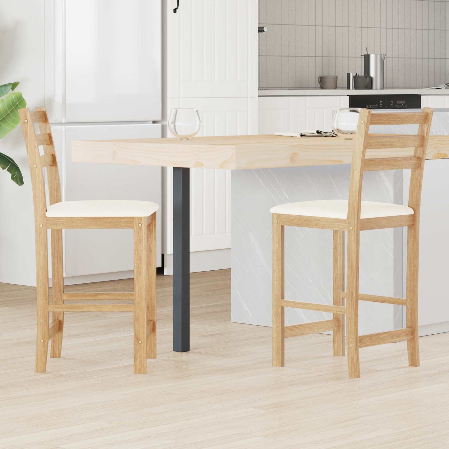 vidaXL Καρέκλες φαγητού 2 pcs Φυσικό 40 x 47,5 x 99,5 εκ