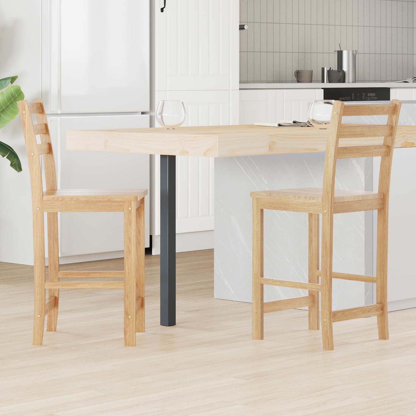 vidaXL Καρέκλες φαγητού 2 pcs Φυσικό 40 x 47,5 x 99,5 εκ