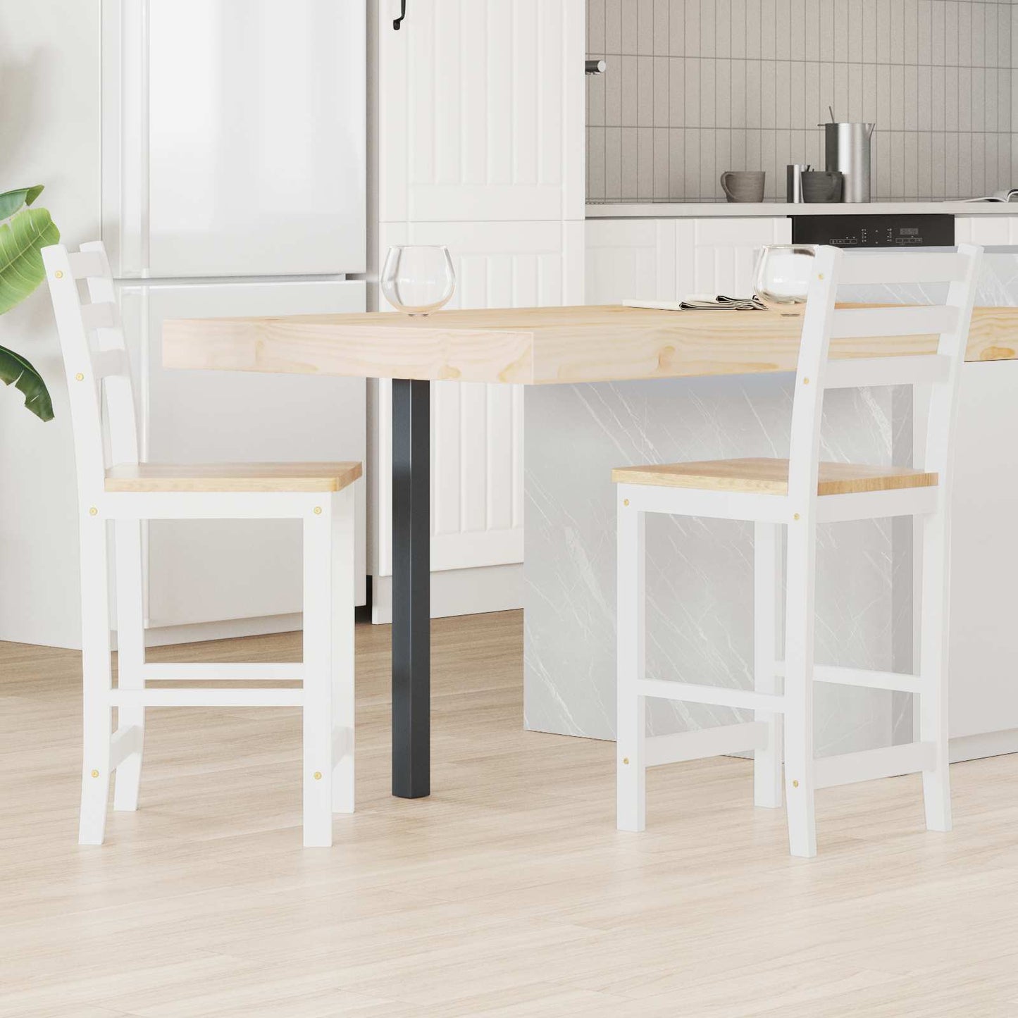 vidaXL Καρέκλες φαγητού 2 pcs Λευκό 40 x 47,5 x 99,5 εκ