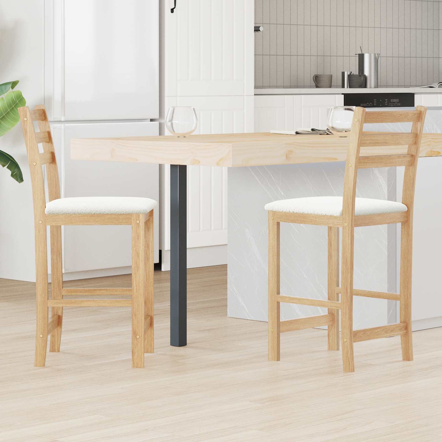 vidaXL Καρέκλες φαγητού 2 pcs Φυσικό 40 x 47,5 x 99,5 εκ