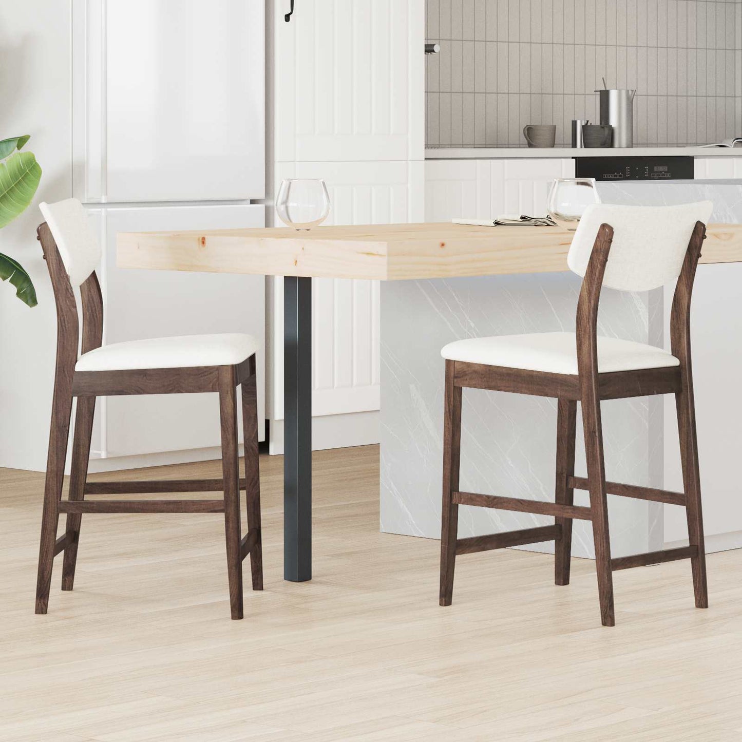 vidaXL Καρέκλες φαγητού 2 pcs Ανοιχτό καφέ 48 x 49 x 95 εκ.