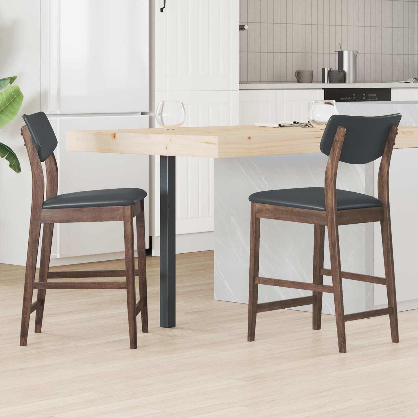 vidaXL Καρέκλες φαγητού 2 pcs Ανοιχτό καφέ 48 x 49 x 95 εκ.