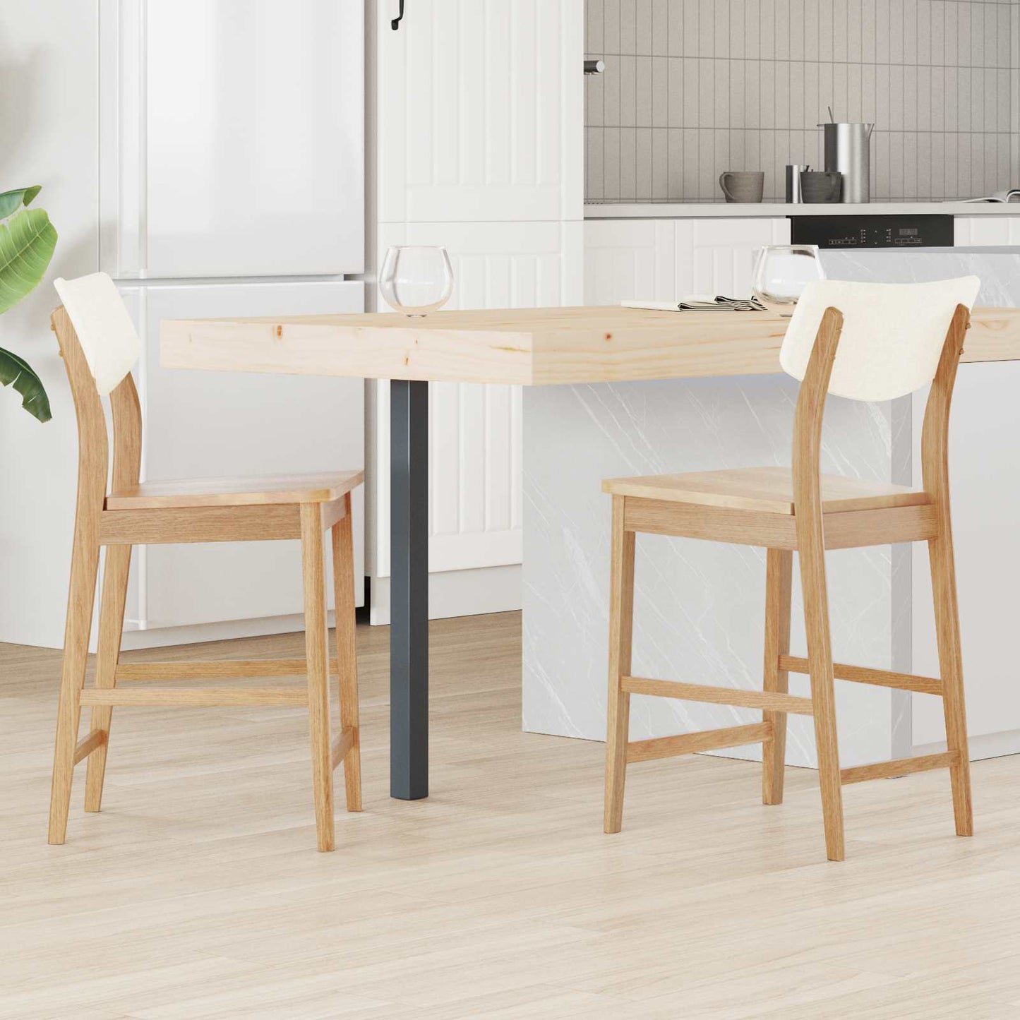 vidaXL Καρέκλες φαγητού 2 pcs Φυσικό 48 x 49 x 95 εκ.
