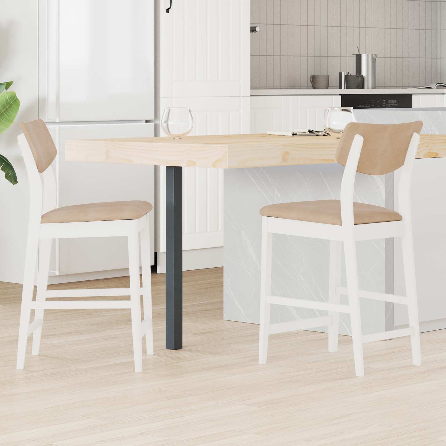 vidaXL Καρέκλες φαγητού 2 pcs Λευκό 48 x 49 x 95 εκ.