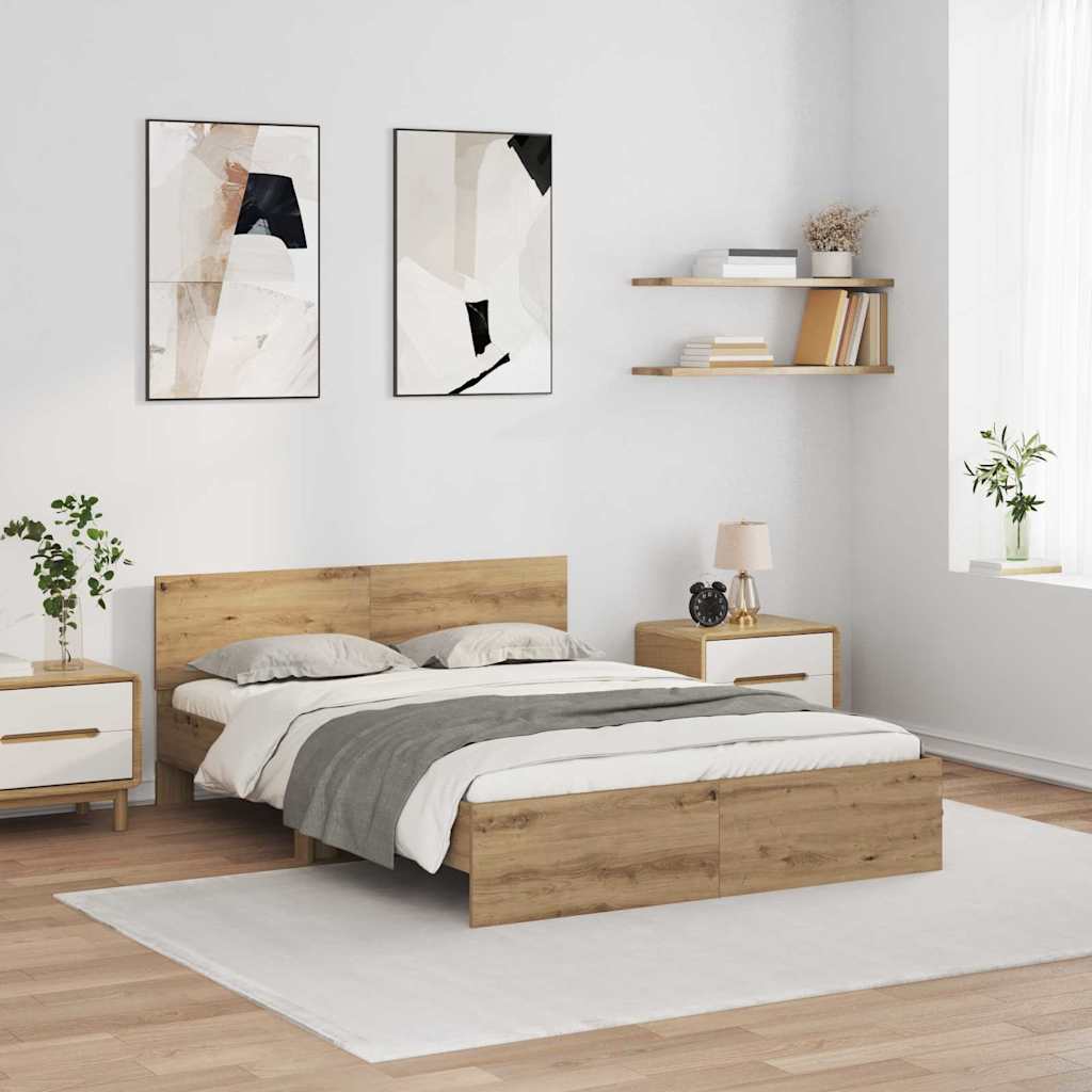 vidaXL Σκελετός Κρεβατιού Artisan Oak 140 x 190 cm Επεξεργασμένο ξύλο